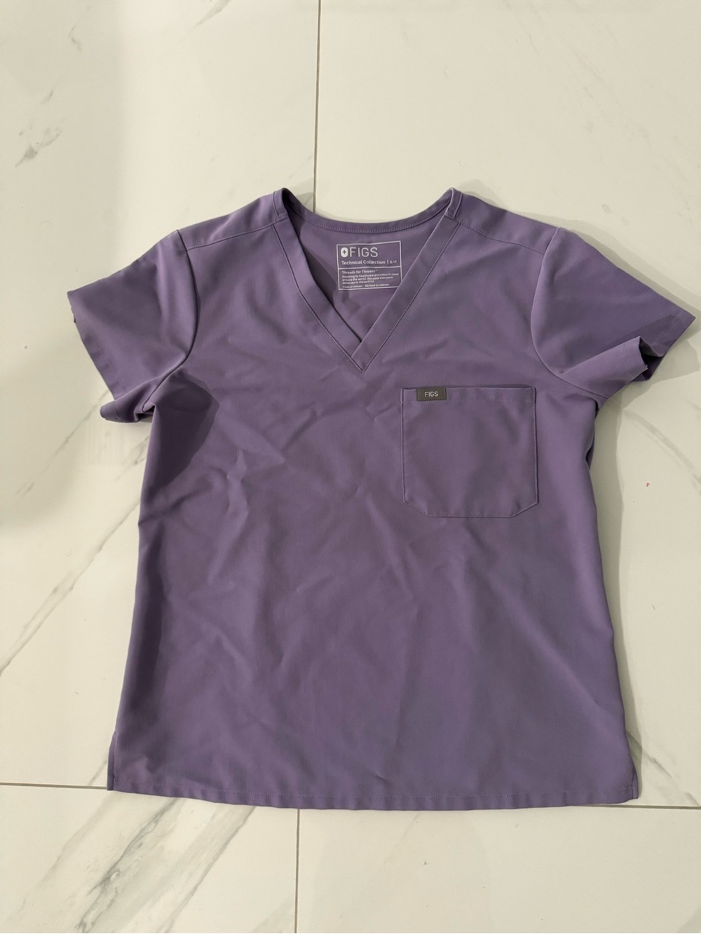 FIGS Lavender V-Neck Scrub Top with Chest Pocket